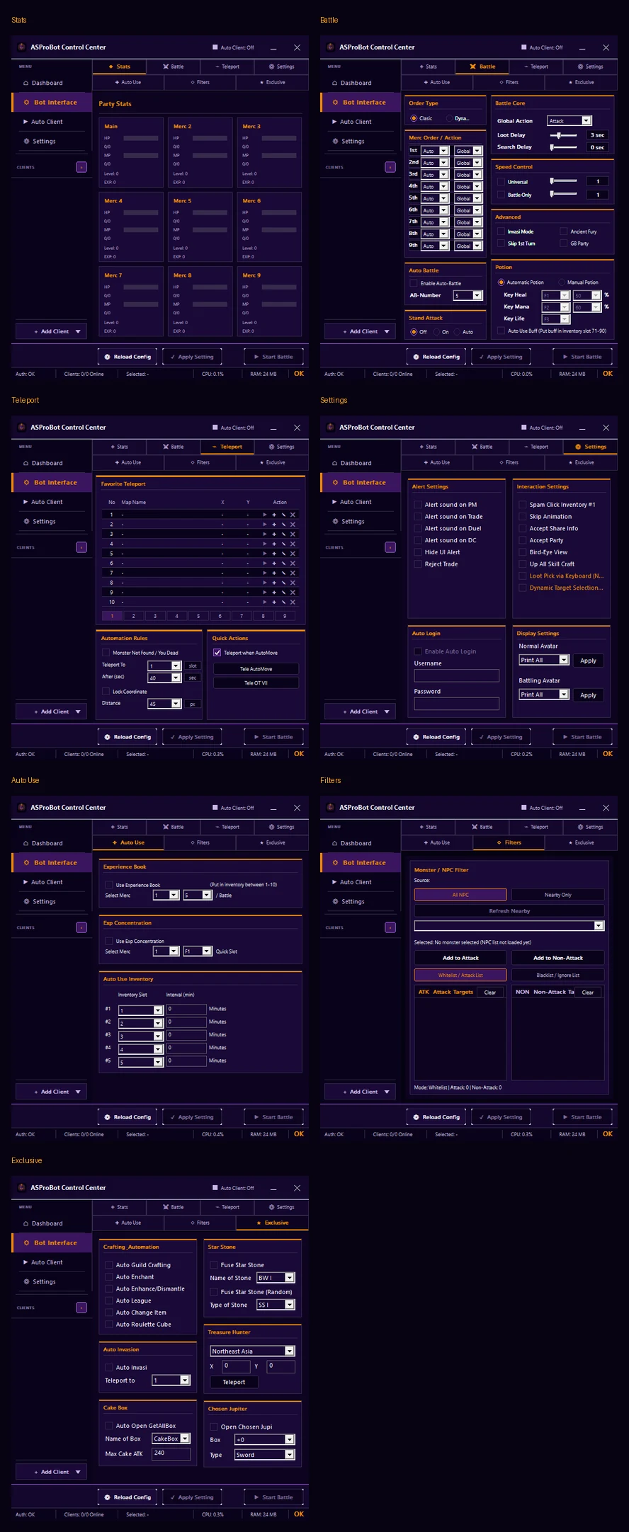 Bot Interface pada ASProBot Control Center